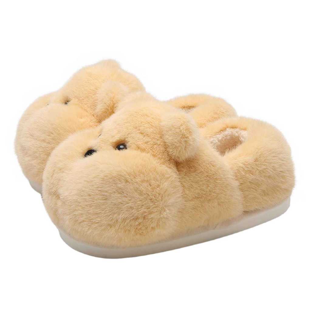 XIXITIAO Dép Cotton Mùa Đông Ấm Áp Sinh Viên Chống Trơn Trượt Gấu Nhỏ Béo Cặp Đôi Nam Nữ Nhà