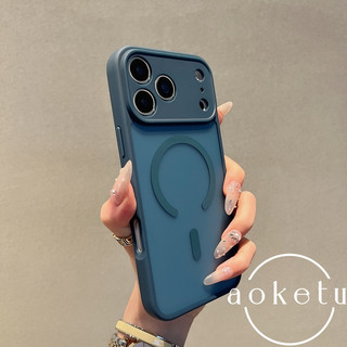 Thích hợp cho iPhone 17AIR iPhone ốp lưng 16pm kết cấu da mờ chống vân tay 15pl hút từ 14proMax cao cấp 13 lỗ chống rơi