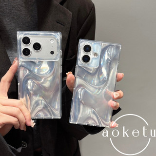 Ốp điện thoại họa tiết lụa bạc cao cấp vuông sang trọng phù hợp cho iPhone 13 14 15 16 17 Pro Max Vỏ silicon chống rơi bao gồm tất cả