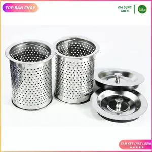Bộ lọc rác bồn rửa chén kèm nắp đậy bằng inox chống han gỉ