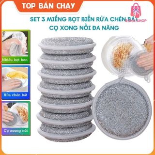 Miếng Rửa Chén Bát 3 Lớp Bọt Biển - Miếng Cọ Xoong Nồi Giẻ Rửa Bát Đĩa Đa Năng Siêu Tạo Bọt