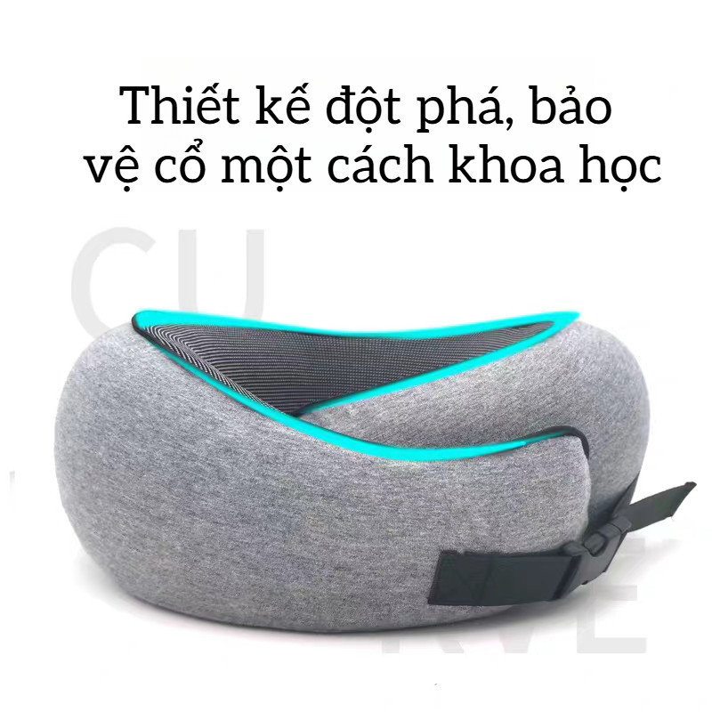 Gối Du Lịch Cao Su Non - Thiết Kế Công Thái Học, Hỗ Trợ 360° Vùng Cổ & Gáy, Hiệu Quả Giảm Đau Mỏi Cổ