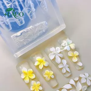 Springevenstar 3D Silicone Hoa Móng Tay Nghệ Thuật Khắc Khuôn Acrylic Hibiscus Hoa Năm Cánh Hoa DIY Móng Tay Nghệ Thuật Trang Trí Bản Mẫu Trong Suốt Springevenstar