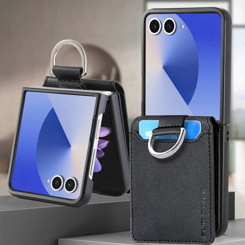 Ốp Điện Thoại Da PU Sang Trọng Mimi Cho Samsung Galaxy Z Flip 7 FE Z Flip 6 Z Flip 5 Z Flip 4 Z Flip 3 Ví Đựng Thẻ Vòng Bảo Vệ Mặt Sau Chống Sốc Flip7 Flip6