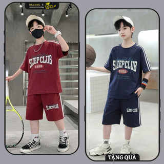 Bộ cộc tay bé trai chất cotton. Bộ đồ mùa hè bé trai 18-52kg.Quần áo hè bé trai mẫu chữ SLEEP . NL22