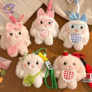 HFTOY Hoạt Hình Sang Trọng Thỏ Móc Khóa Búp Bê Nhồi Bông Túi Đồ Chơi Mặt Dây Chuyền Quyến Rũ Móc Khóa Ô Tô Phụ Kiện Dành Cho Nữ Cặp Đôi Quà Tặng Kawaii ~