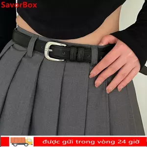 Thắt lưng mỏng khóa chốt SAVORBOX, da PU thời trang dành cho nữ