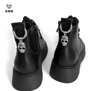 Giày Boot Martin Punk Skull Decorative Chain - Phù Hợp Xu Hướng Y2K và Dự Tiệc