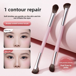 Bàn chải mỹ phẩm hai đầu Phấn nổi bật Bàn chải phấn má hồng Mũi bóng hồ sơ Bàn chải trang điểm mắt đa chức năng di động