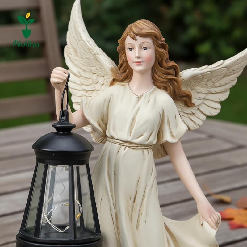 Miulika Angel Girl Nhựa Tượng Năng Lượng Mặt Trời Trang Trí Sân Vườn Ngoài Trời Hình Lớn Với Đèn Năng Lượng Mặt Trời Cho Bãi Cỏ Sân Sân Quà Tặng Nghệ Thuật