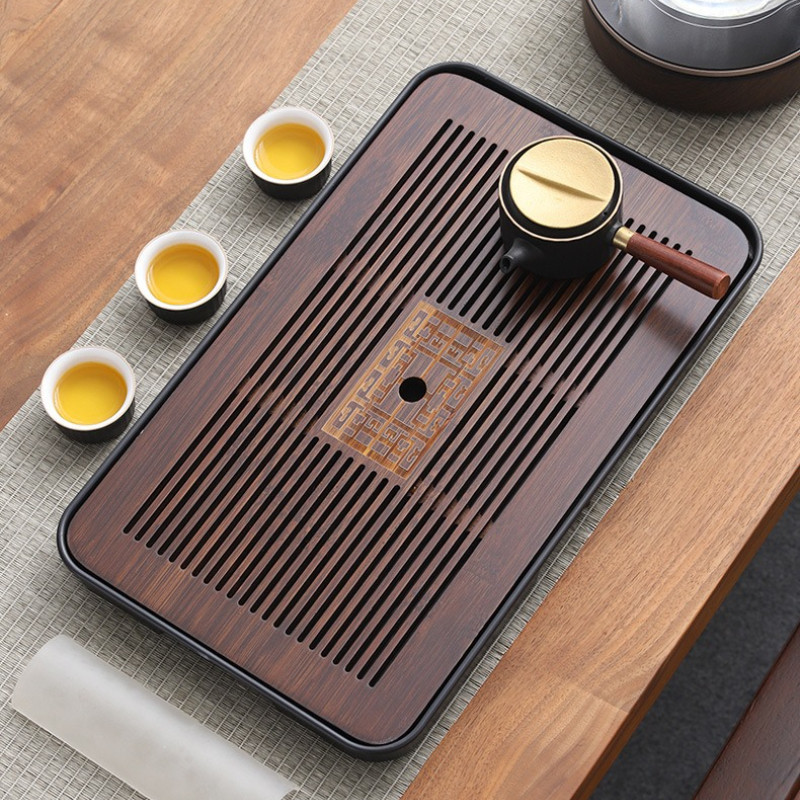 Khay Trà Tre Cao Cấp, Hoa Văn Khắc Sang Trọng, Khay Chữ Nhật Đựng Trà, Bánh, Đồ Ăn, Decor Chụp Ảnh