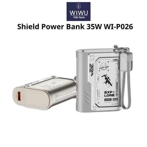 Pin Sạc Dự Phòng 35W Wiwu Shield Power Bank 10000 mAh Nhỏ Gọn, Sạc Nhanh Cho iPhone, Samsung, iPad Kèm Móc Khóa Tiện