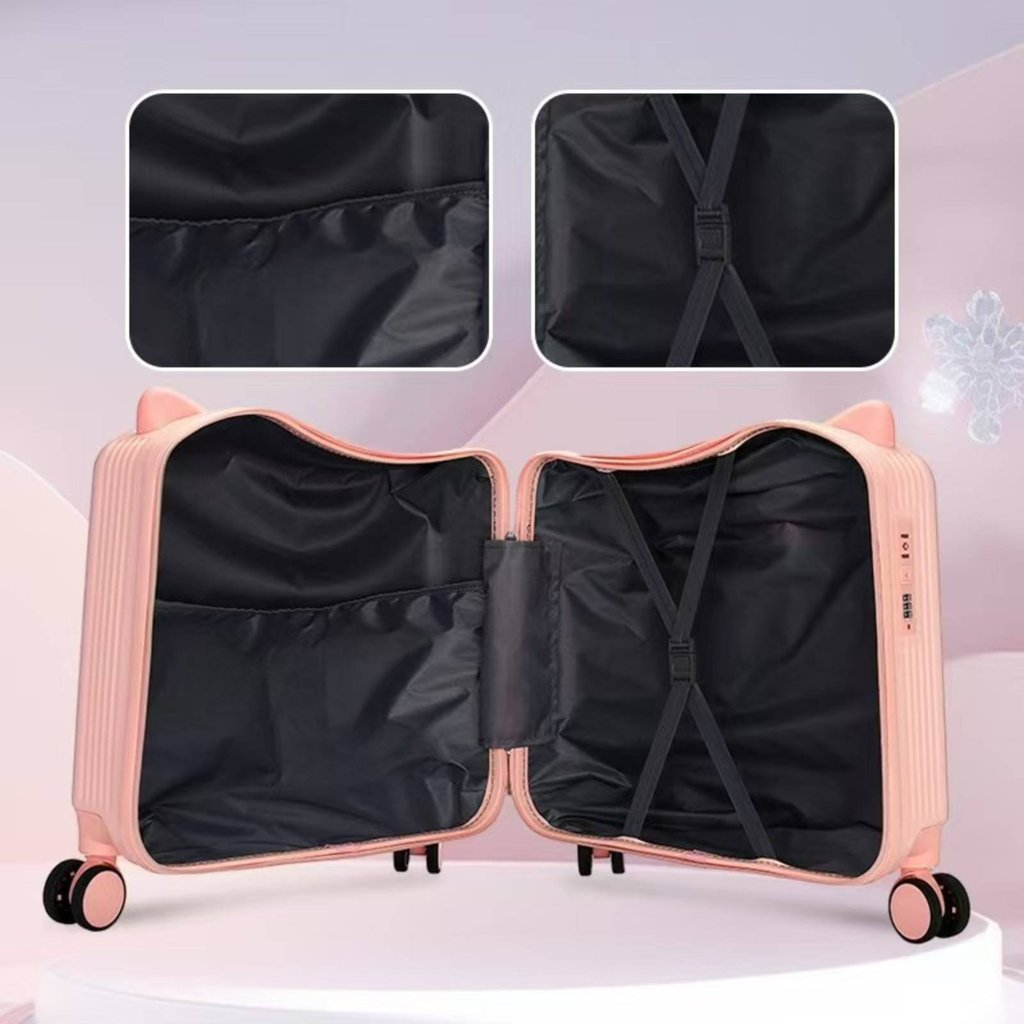Bánh xe xoay Vali ngồi có thể điều chỉnh Tay cầm có thể điều chỉnh Khóa kết hợp hành lý có thể lái cho trẻ mới biết đi, kỳ nghỉ