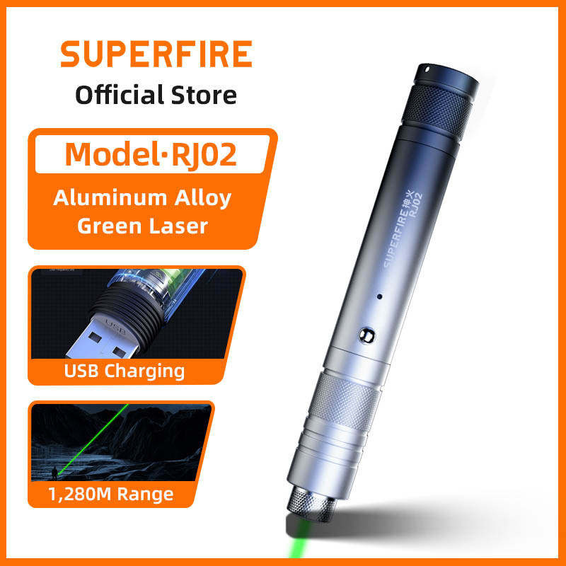 SUPERFIRE RJ02 Đèn Laser Xanh Bút Chỉ Laser Sạc Được Vỏ Nhôm Hợp Kim Siêu Sáng Đèn Công Việc Chống Nước