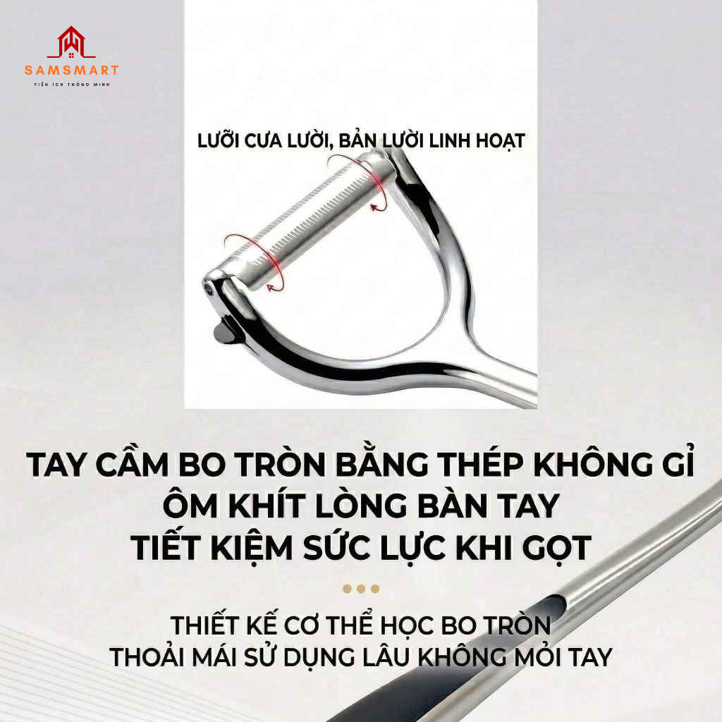 Dao Nạo Gọt Vỏ Inox 304 – Lưỡi Xoay Đa Năng, Công Thái Học, Dụng Cụ Nhà Bếp Cao Cấp
