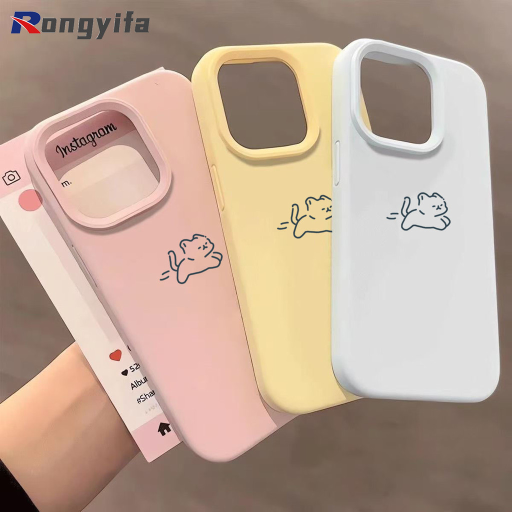 Ốp Điện Thoại Mèo Hoạt Hình Cho iPhone 17 Pro Max Air 16 15 Plus 16 15 Pro Max X XS Max Vỏ Màu Kẹo Dễ Thương Ngộ nghĩnh Matte Chống Sốc Ốp Lưng Mềm