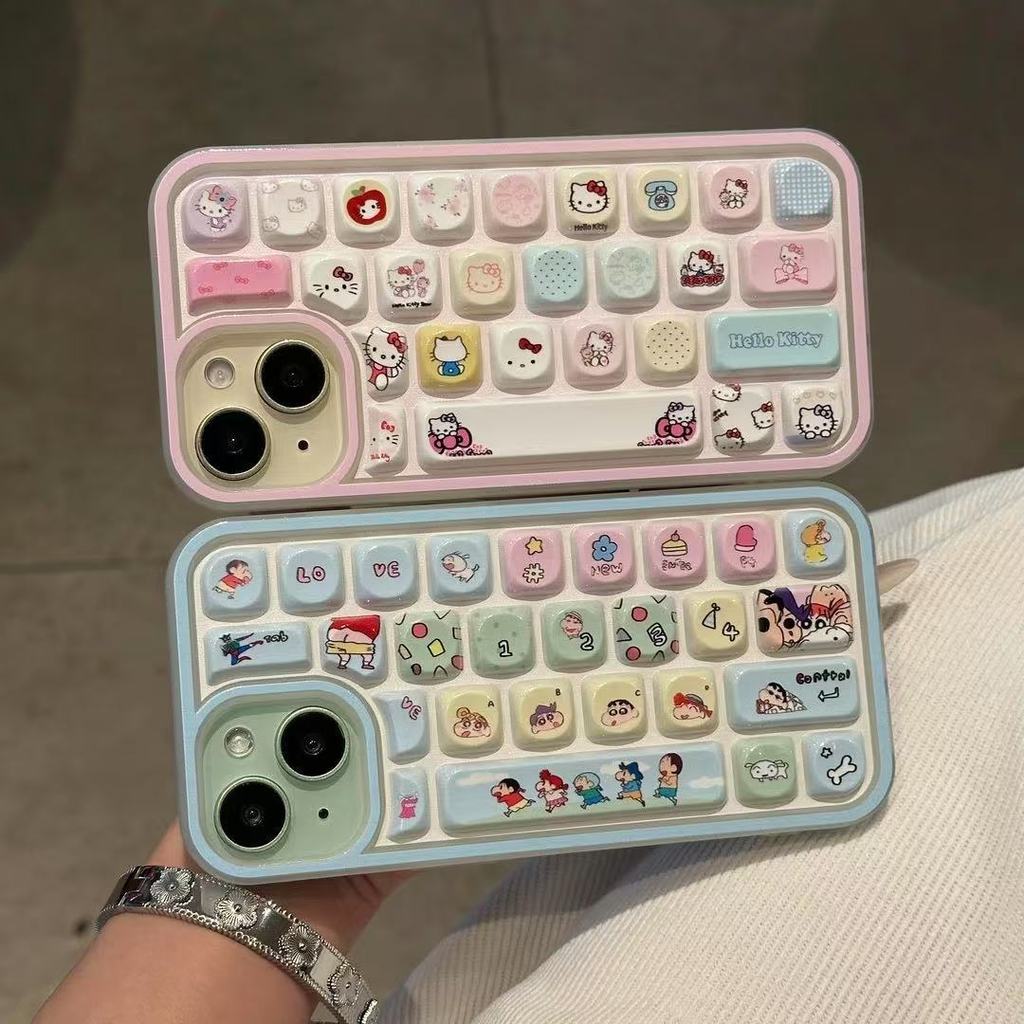 Ốp Điện Thoại Cho IPhone 16 15 17 14 11 12 13 PRO MAX XR XS 7 8 14 15 16 Plus 11PRO 16PRO 17PRO 11PROMAX Bàn Phím Thoáng Mát TPU Vỏ Mềm Dễ Thương Kitty JPK031A