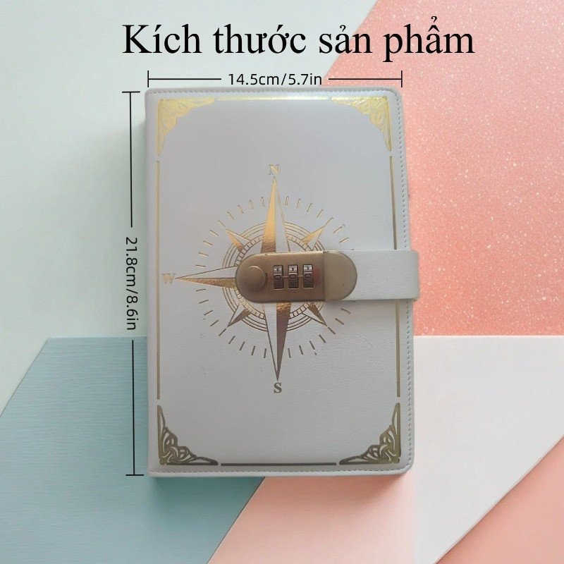 sổ tay mật khẩu a5 khóa số da pu dày 400 trang nhật ký quà sinh nhật học sinh trẻ vintage