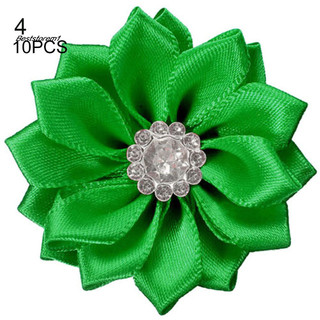 Cửa hàng tốt nhất| 10 Chiếc 4cm Satin Ruy Băng Hoa Sáng Bóng Đính Kim Cương Giả DIY Cưới Thủ Công