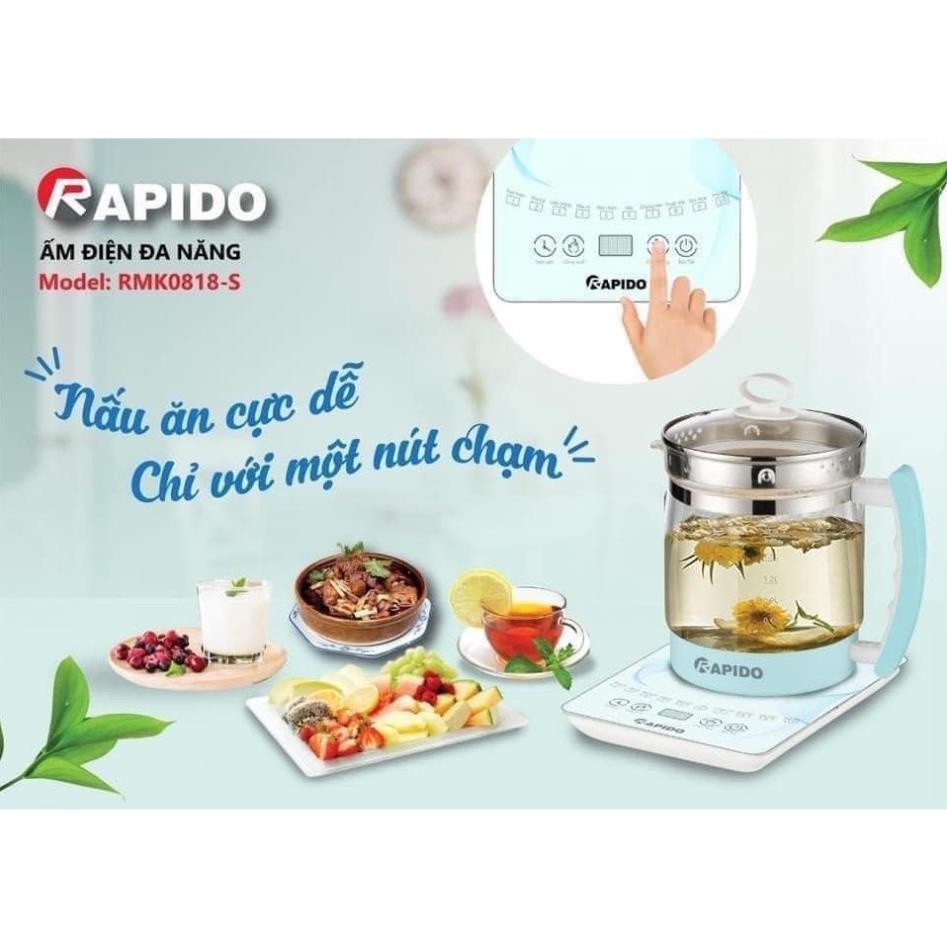 Ấm Điện Đa Năng RAPIDO RMK0818-S - Bảo hành chính hãng 12 tháng