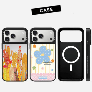 Ốp Điện Thoại Cứng Gương Hoa Xương Rồng Từ Tính Cho iPhone 17 Pro Max 17 Air 16 Plus 15 14 13 12 11 Vỏ Chống Sốc