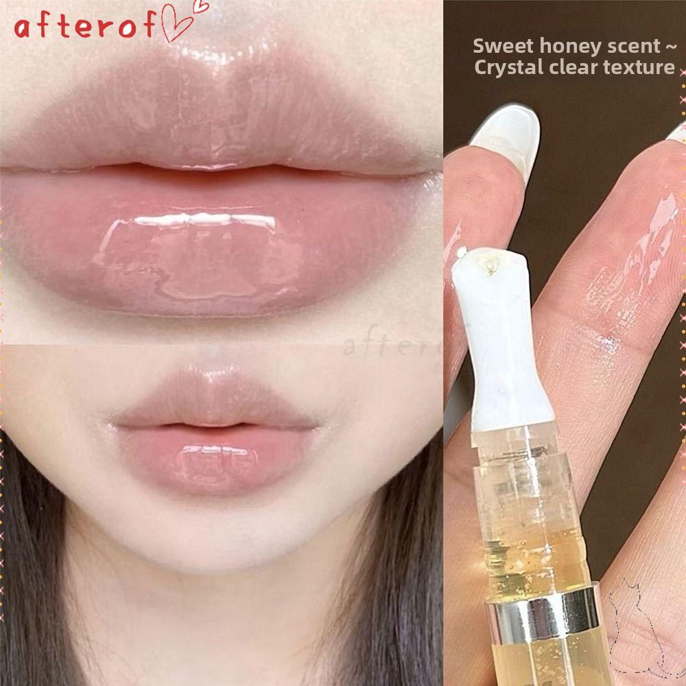 AFTEROF Son Bóng, Bút Dầu Môi Dưỡng Ẩm Không Dính, Hương Vị Ong Dễ Thương Sáng Bóng Hydrating Môi Trang Điểm Chăm Sóc Môi