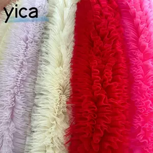 YICA Puff Lưới Đầm, Nhiều Màu 1 Lưới Ren Phụ Kiện, Váy Bánh Rộng 12cm Kết Cấu Phồng Chất Liệu Lưới May Viền