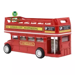 1 Cái Kim Loại Kéo Ba Mô Phỏng Trang Trí Đồ Chơi Ô Tô 1: 64 Vintage Anh Châu Âu Đôi Hươu Xe Buýt Diecast Hợp Kim Xe Mô Hình Đồ Chơi Trẻ Em Cổ [Mới]