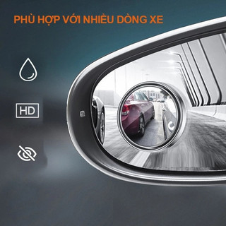 【Motex】Bộ 2 gương cầu lồi ô tô 360 độ cao cấp, gương chiếu hậu xe hơi , kính lồi gắn gương oto xóa điểm mù