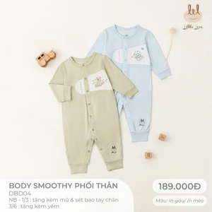 Bộ body sơ sinh [ Vải mềm, mát, co dãn thấm hút tốt] Lil Little Love (DBD04) tặng kèm mũ, bao tay chân Hoặc yếm sơ sinh