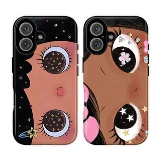Ốp Điện Thoại Thích Hợp Cho iPhone Dòng Cô Gái Mắt Lớn Dễ Thương Thích Hợp Cho iPhone17 / 16promax Vỏ Điện Thoại iPhone15 / 14 / 13 Chống Sốc 11 / 12 Hai Trong Một x / xr Phim 7 / 8 Vỏ Bảo Vệ BMZC