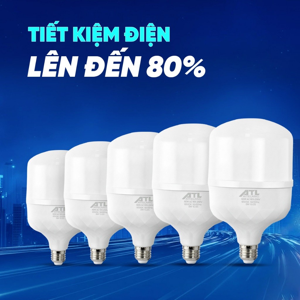 Combo 10 bóng đèn led ATL trụ kim cương 20W,30W,40W, đèn LED siêu sáng,tiết kiệm điện,ánh sáng trắng