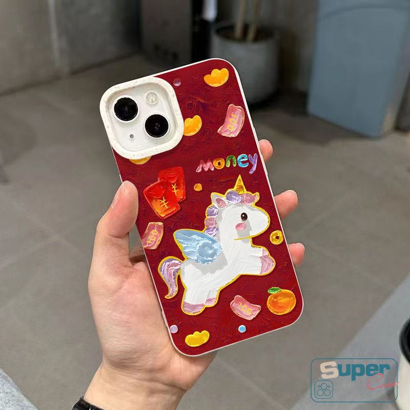 Ốp Lưng Tương Thích Cho IPhone 17 16 15 13 11 14 12 Pro Max XR Air 7Plus 6 7 14 6s 15 16 8 Plus X XS Max SE 2020 Hoạt Hình Thời Trang Ngựa Dễ Thương Kỳ Lân Thỏi Hoa May Mắn