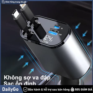 Bộ chuyển đổi sạc ô tô，Tẩu Sạc Ô Tô，Sạc Xe Hơi，120W，Sạc Nhanh，Màn Hình Hiển Thị，Dây Rút Tự Động