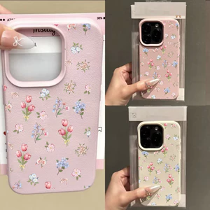 Ốp Điện Thoại Hoa Tulip Hồng Bungches Cho Samsung Galaxy S25 FE S26 S24 Ultra S23 S21 S20 FE S22 Ultra Plus Ốp Lưng Hoa Văn Vải Louche Sang Trọng Họa Tiết Màu Kẹo Chống Sốc