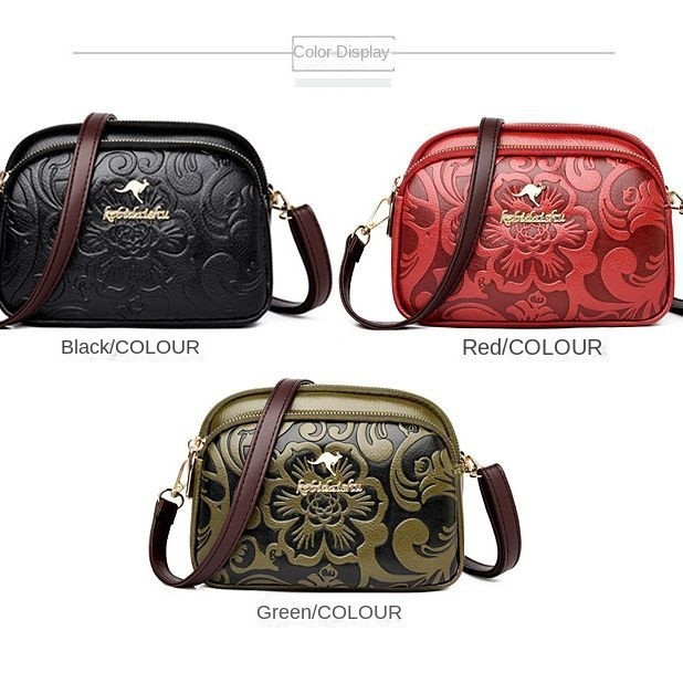 Authentic Women's Shoulder Bag New Women's Bag High-end Brand Women's Bag Embossed Ethnic Style Crossbody Bag Phone Mom Shoulder Versatile Middle-aged Women-&**