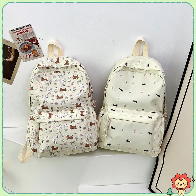 [Jielus] Ba lô phong cách đại học in hình dễ thương dành cho chó con Dachshund Ba lô học sinh Túi du lịch dung tích lớn di động Túi xách nữ tính Quà tặng sinh nhật