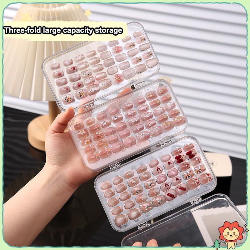 [Jielus] Hộp đựng móng tay ép ba lần Hộp đựng móng tay bằng nhựa trong suốt Hộp đựng móng tay Press-On để trưng bày móng tay giả