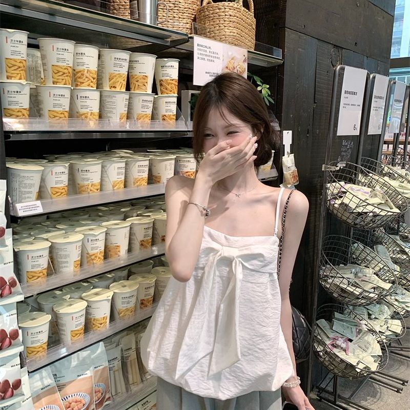 Áo cami nơSense phong cách sweet style, dáng ngắn màu trắng cho mùa hè