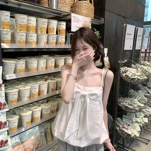 Áo cami nơSense phong cách sweet style, dáng ngắn màu trắng cho mùa hè