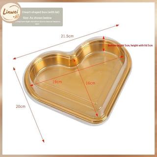 [Linwei] 10 Khay Phục Vụ Hình Trái Tim Có Nắp Trong Suốt PET Ăn Nhẹ Trái Cây Sushi Phô Mai Salad Món Tráng Miệng Hộp Đóng Gói