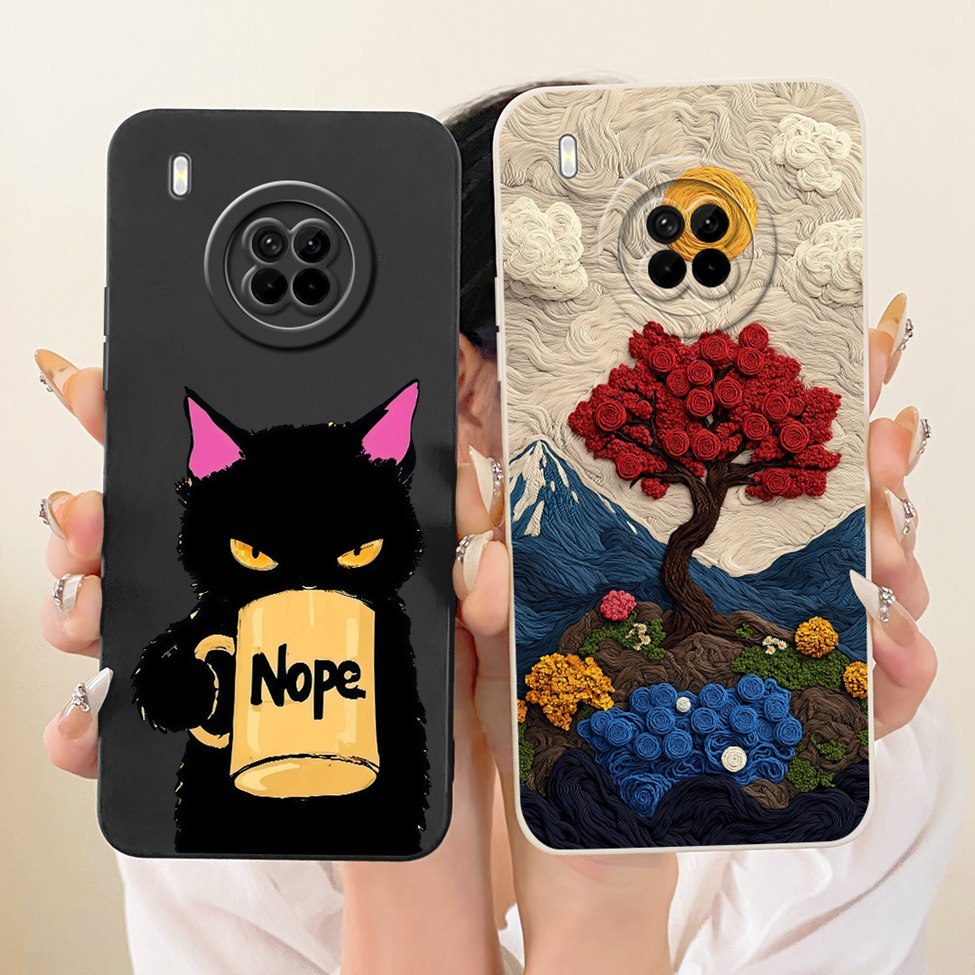 Ốp lưng Huawei Y9a FRL-L22 Silicone Hoa thời trang sang trọng Kawaii Vỏ sơn dễ thương FRL-L23 FRL-22 FRL-23