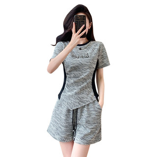 Bộ đồ thể thao thời trang cao cấp dành cho nữ, kiểu dáng mùa hè, áo ngắn tay dáng rộng tôn dáng, quần short cạp cao
