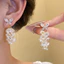 Bông tai nữ cubic zirconia màu vàng với họa tiết hoa ngọt ngào, phù hợp mặc hàng ngày và tiệc cưới