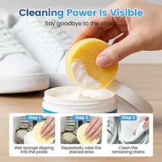 Kem làm sạch giày trắng Kem làm sạch không rửa với miếng bọt biển cho đế giày da Giày vải và chăm sóc hàng ngày