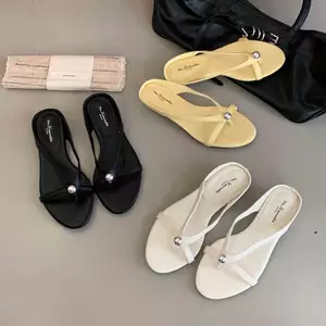 TT Phiên Bản Hàn Quốc Dép Lật Nữ Mùa Hè Đế Bằng Da Nêm Dép Dép Tính Khí
