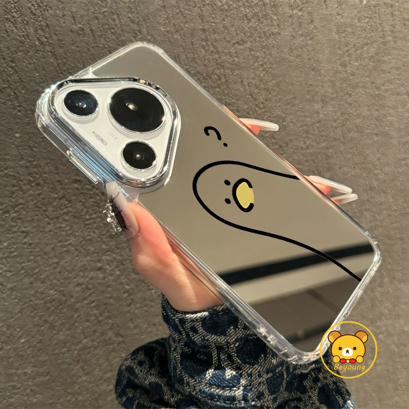 Ốp Điện Thoại Gương Vịt Vui Nhộn Cho OPPO Reno 15F 15 Pro Max Mini 15C 14F 14 13F 13 12F 11 11F 10 9 Pro 5G 4G Vỏ Hoạt Hình Vỏ Chống Sốc Dễ Thương