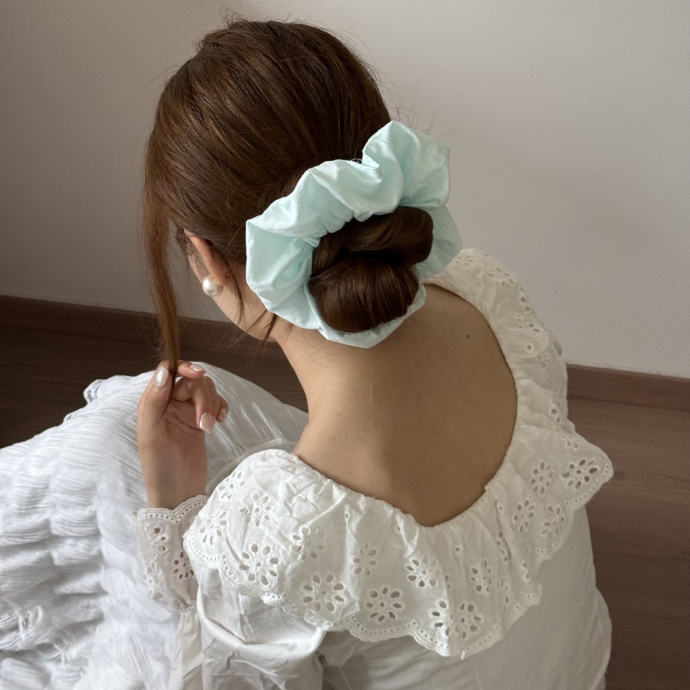 Hululu Scrunchy đơn giản màu trơn - Dây cao su co giãn bền, phụ kiện tóc thời trang
