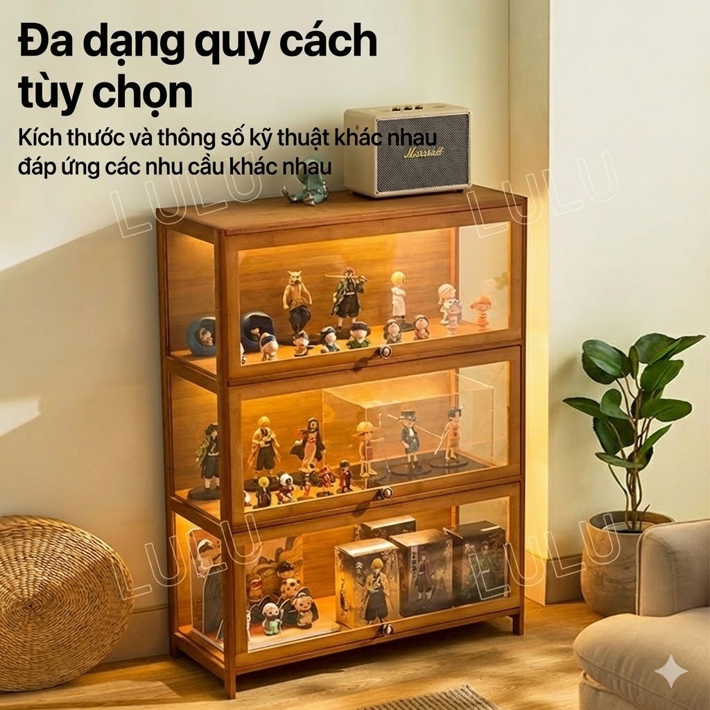 Tủ Kính Sang Trọng Để Bàn Bằng Gỗ Tự Nhiên Chịu Lực Tốt Lý Tưởng Trưng Bày Vật Phẩm Giá Trị