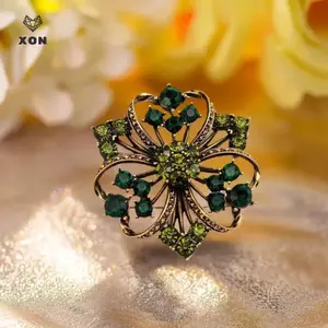 Trâm cài cây xanh hoa bằng kim loại pha lê - phụ kiện thời trang cho nữ